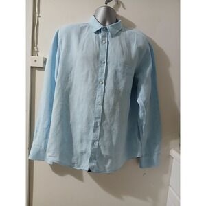 UNTUCKit XLARGE Slim Fit Wrinkle Resistant 100 Linen Blue Button Down Shirt
